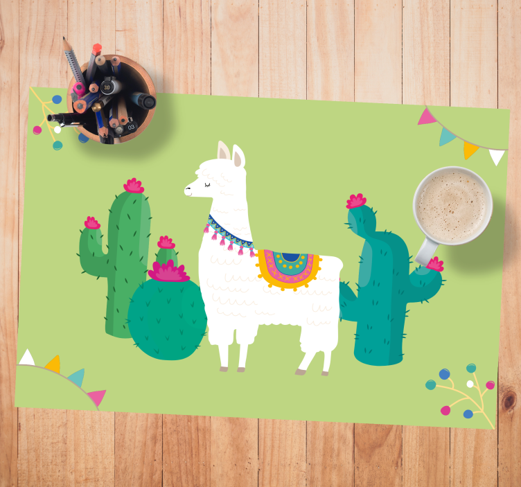 Individual para mesa infantil llama con cactus - TenVinilo