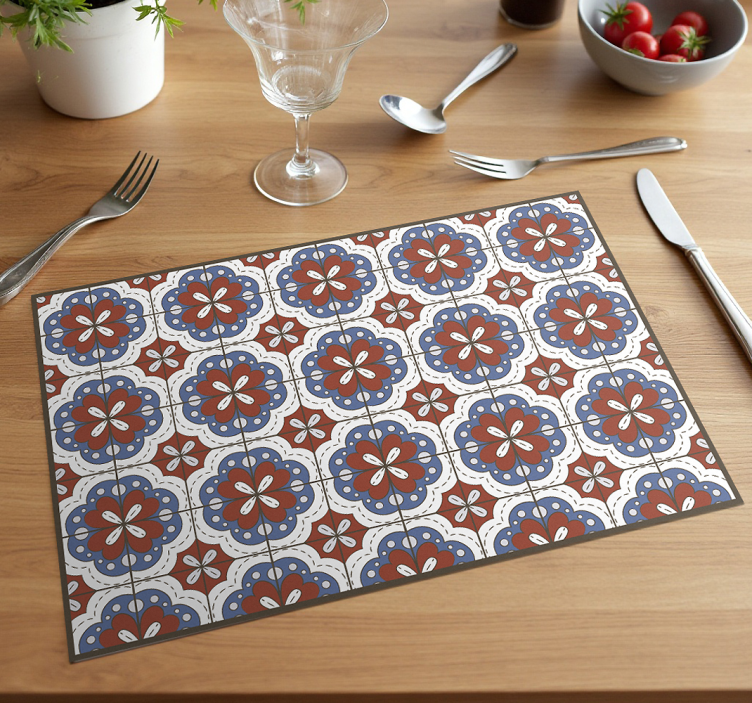 Individual para mesa original hidráulica roja - TenVinilo