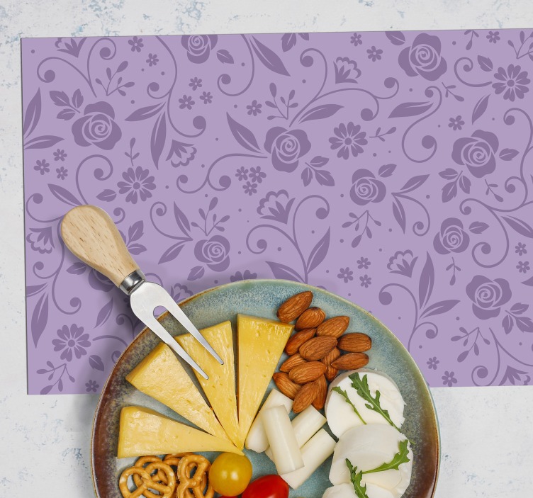 Manteles individuales elegantes Flores moradas - TenVinilo