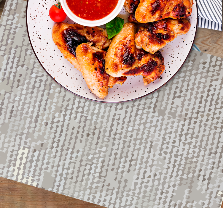 Mantel individual patrón Imitación de fibra natural blanca - TenVinilo