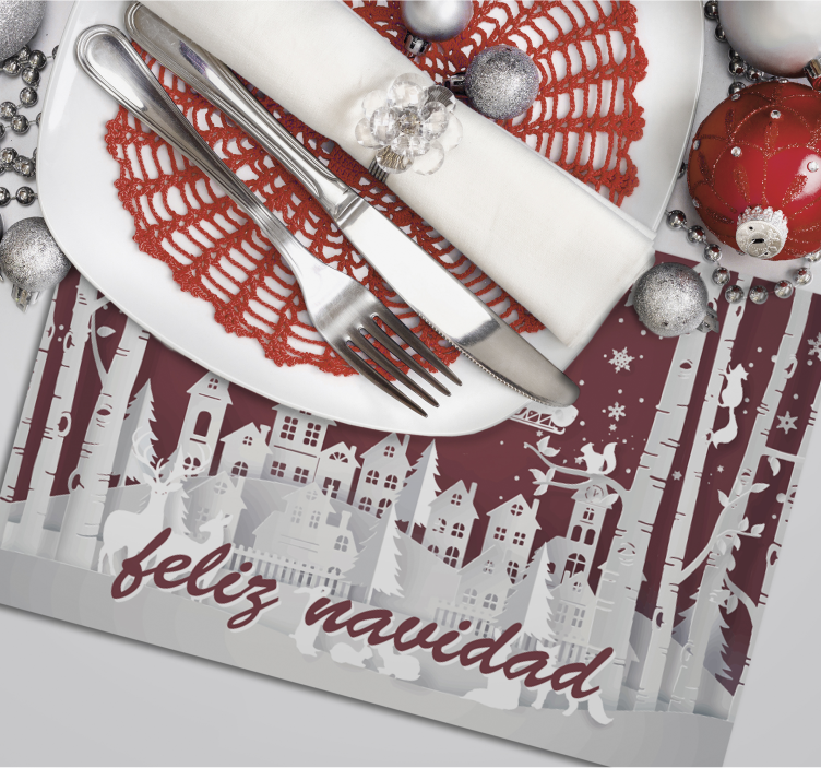 Mantel individual navidad con paisaje típico  - TenVinilo