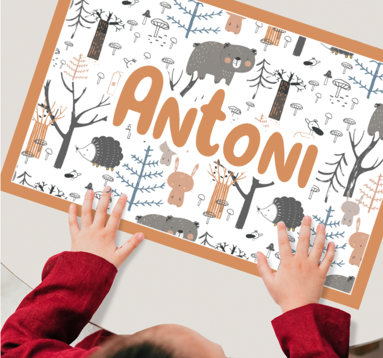 Mantel individual infantil Bosque escandinavo con animales - TenVinilo