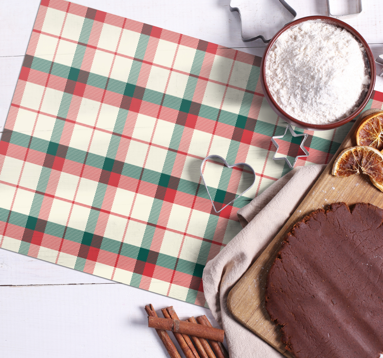 Mantel individual imitación Tartán de navidad - TenVinilo