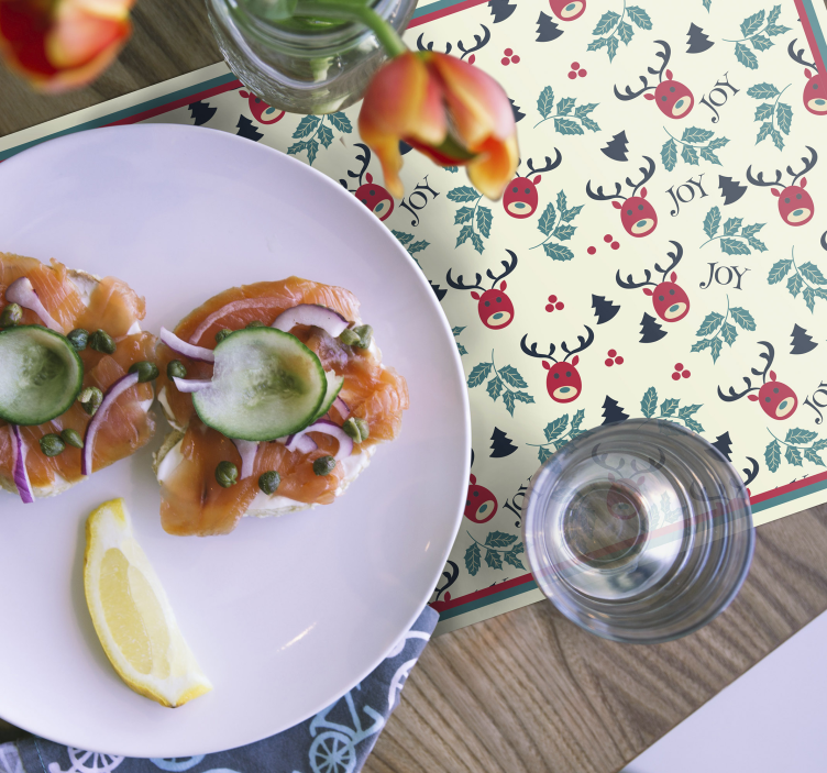 Manteles individuales navideños frase alegría - TenVinilo