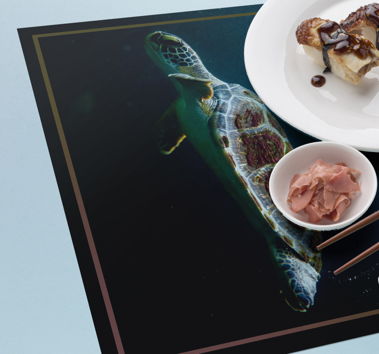 Mantel individual negro imagen tortuga nadando - TenVinilo