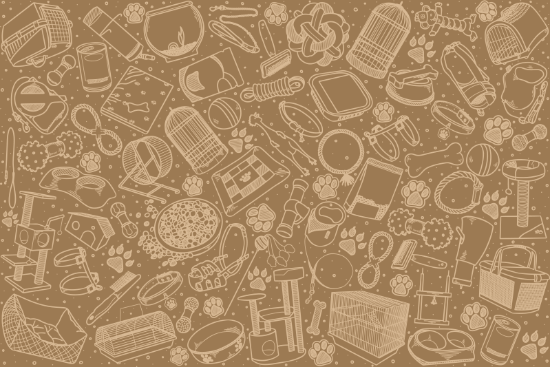 Individual para mesa patrón elementos de cocina intrincados - TenVinilo