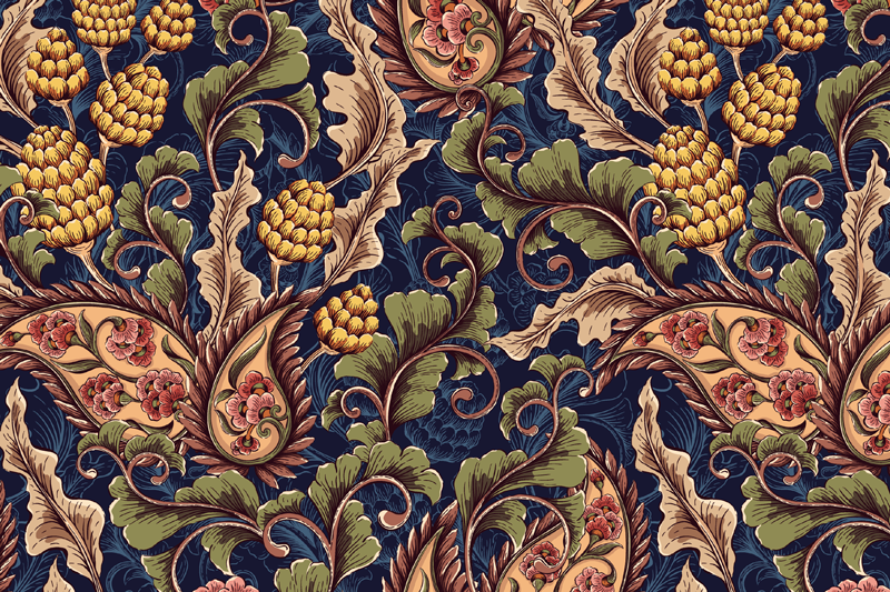 Individual para mesa original patrón de arte floral - TenVinilo