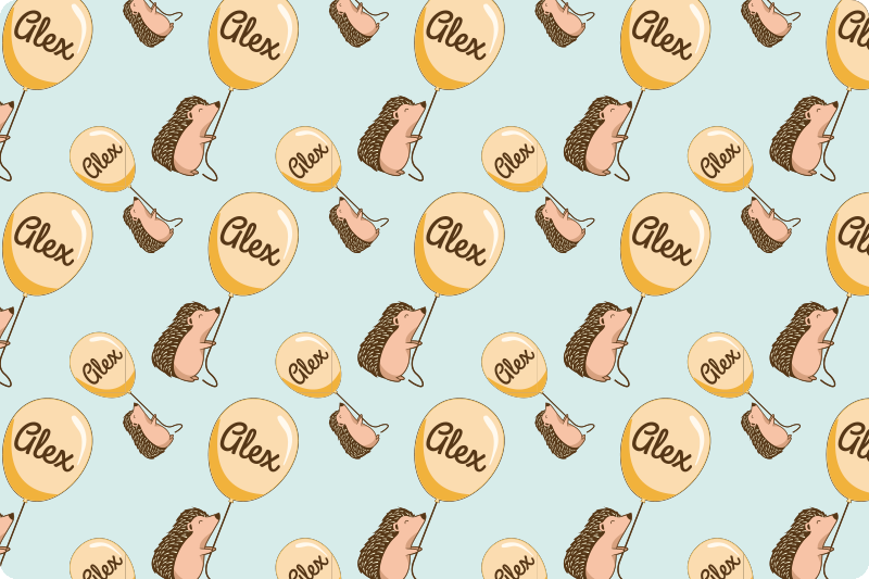 Individual para mesa infantil erizo con globos con nombre - TenVinilo