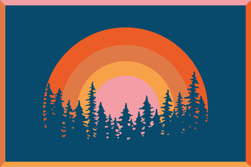 Individual para mesa original paisaje arcoíris vibrante - TenVinilo