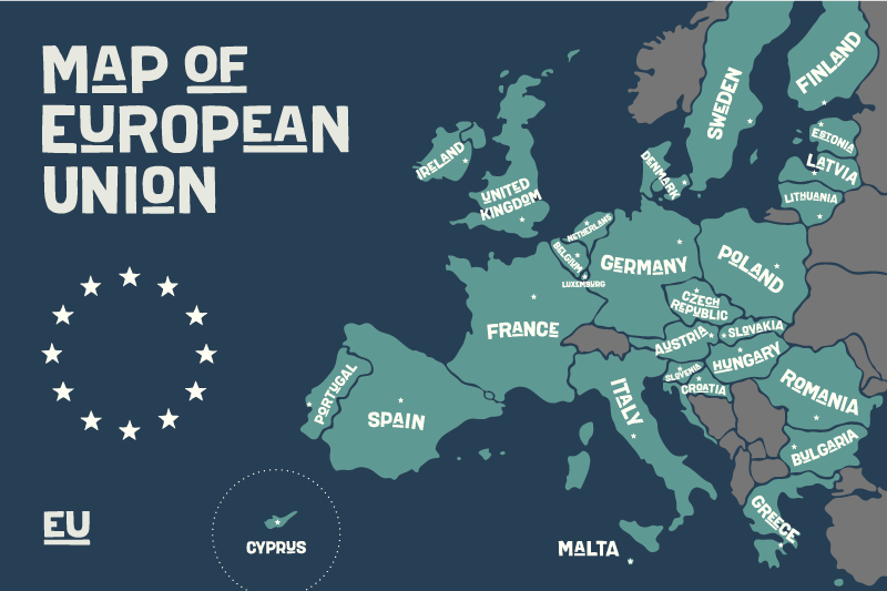 Individual para mesa frases mapa de la unión europea - TenVinilo