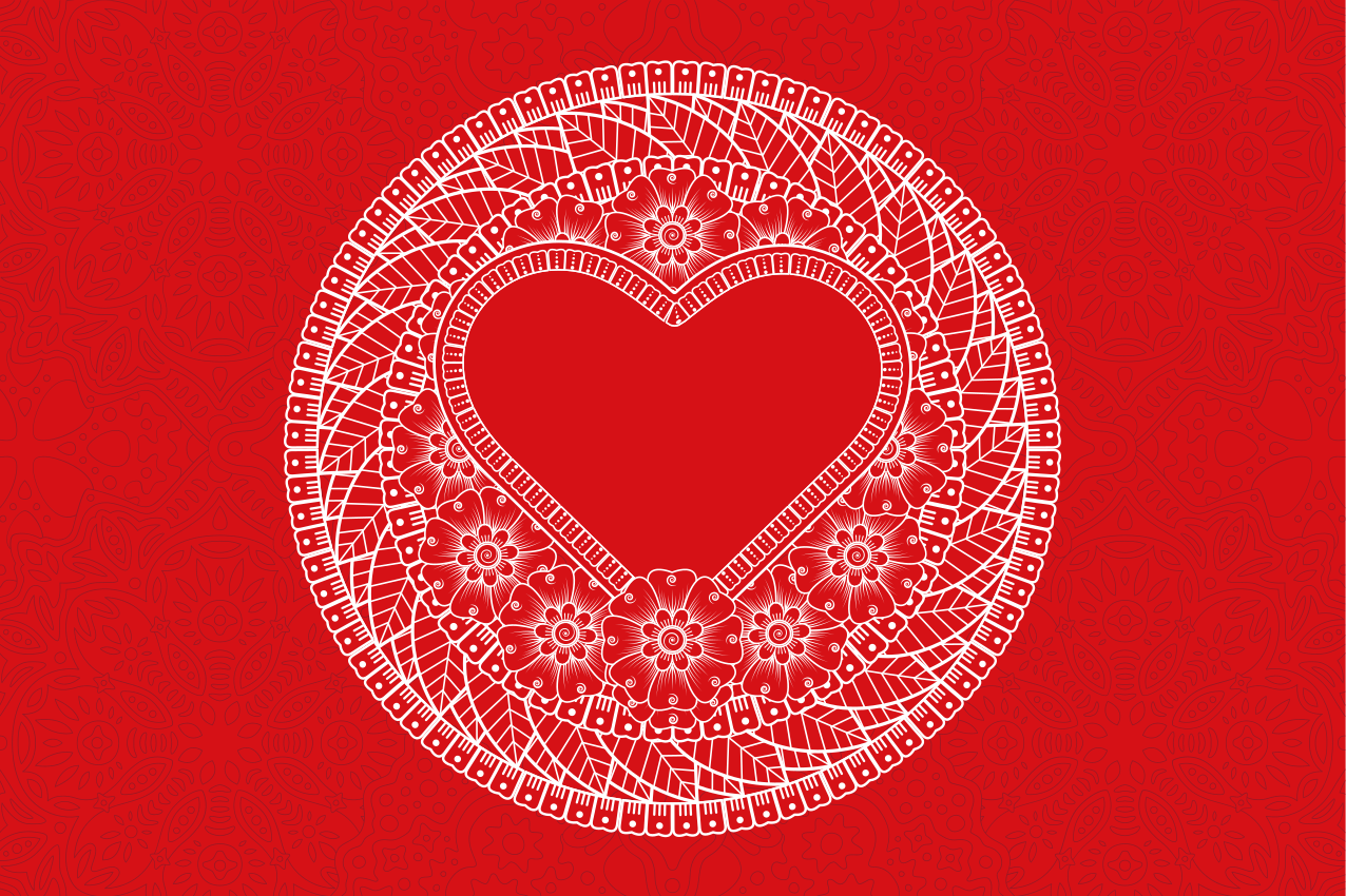 Manteles individuales originales Mandala de corazón - TenVinilo