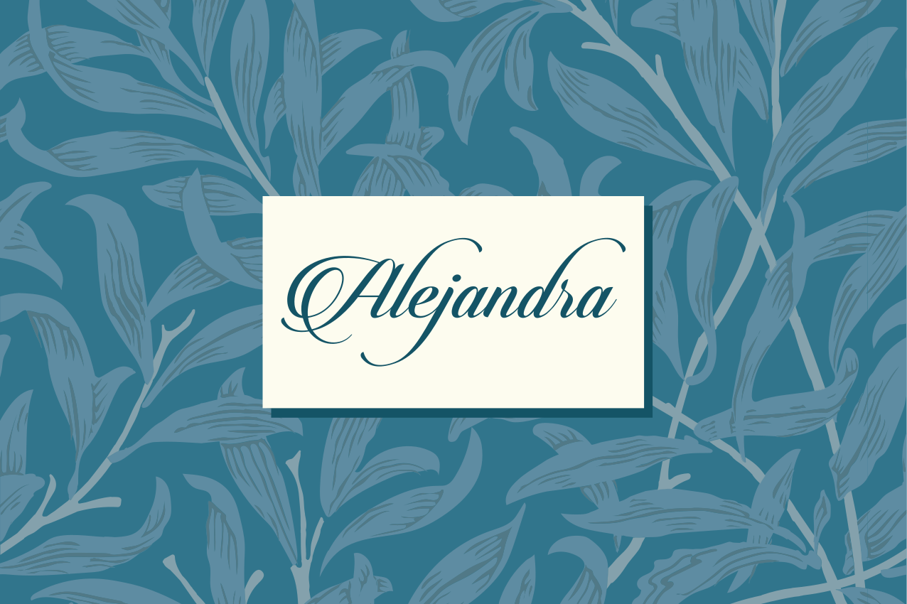 Manteles individuales con nombre Insignia decorada con hojas - TenVinilo