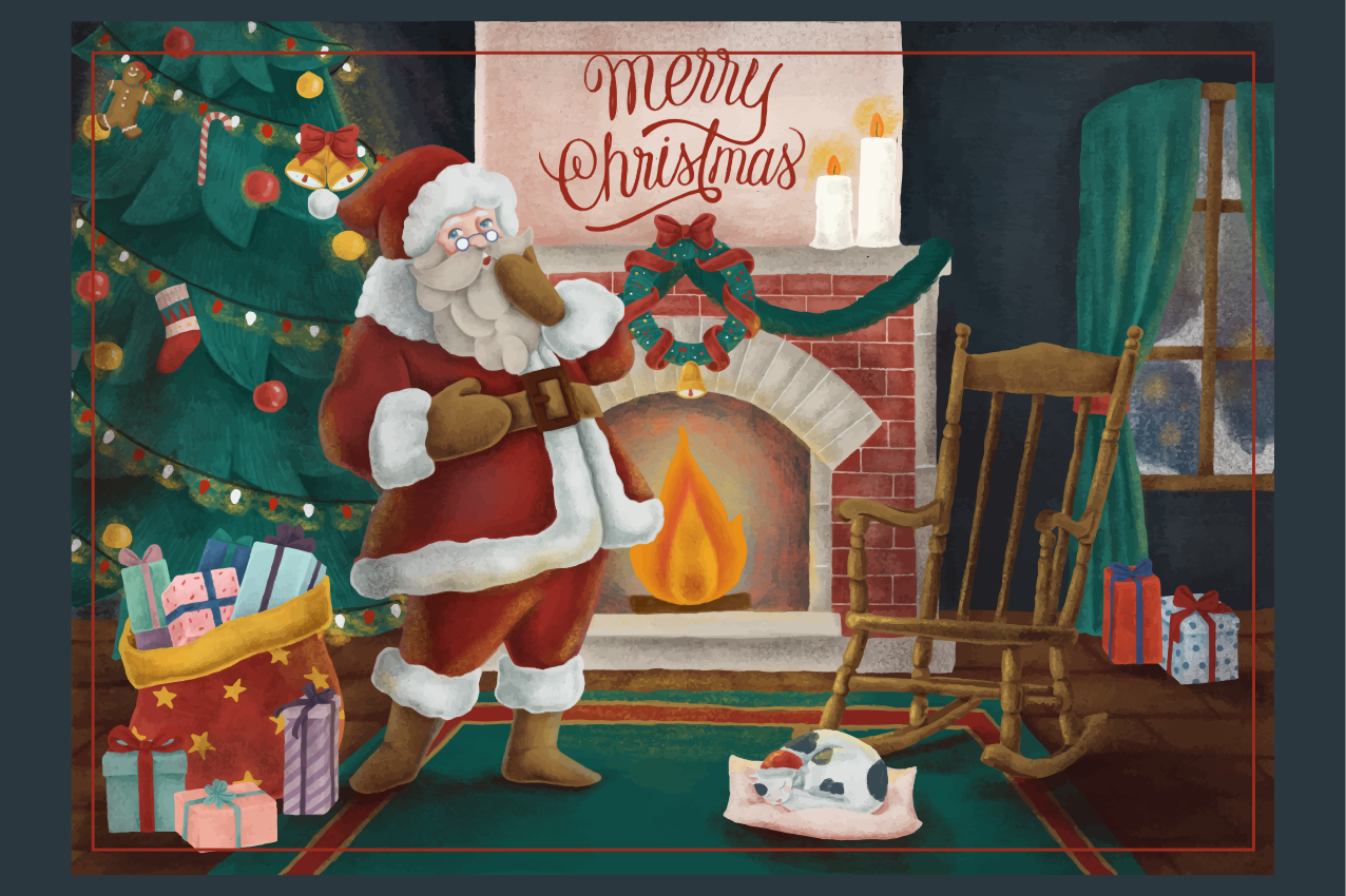 Individual para mesa navideño encuentro con santa - TenVinilo