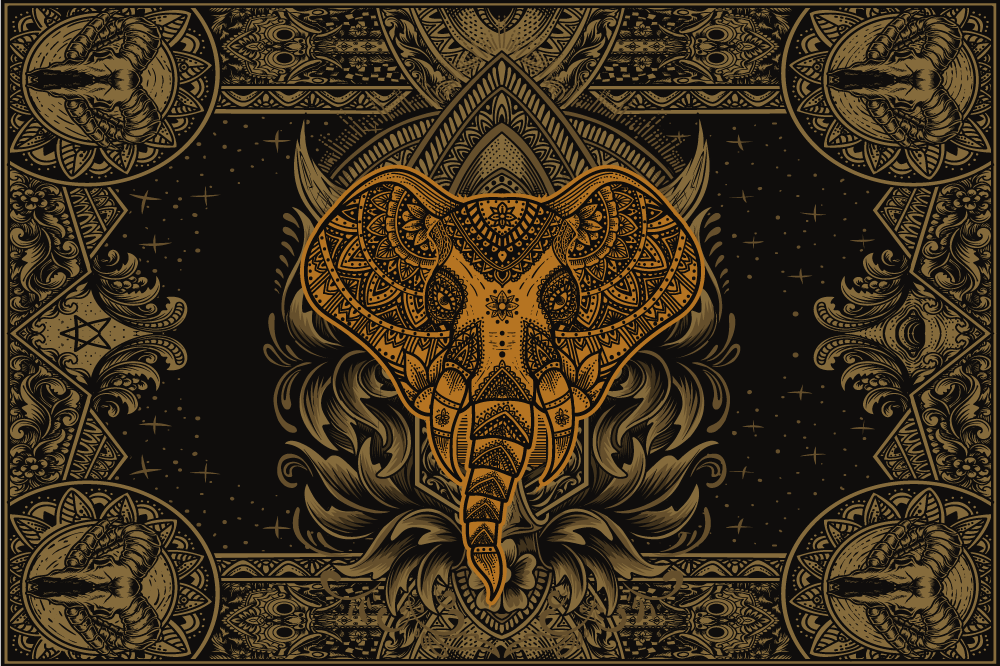 Individual para mesa original motivo elefante intrincado - TenVinilo