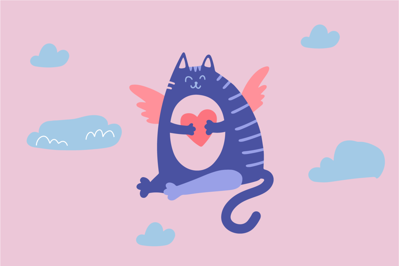 Individual para mesa infantil gato volador con corazón - TenVinilo