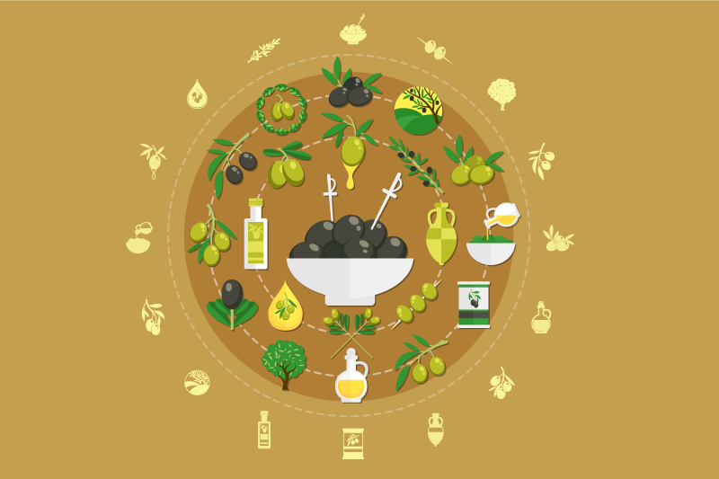 Individual para mesa original arreglo de cuencos de oliva - TenVinilo