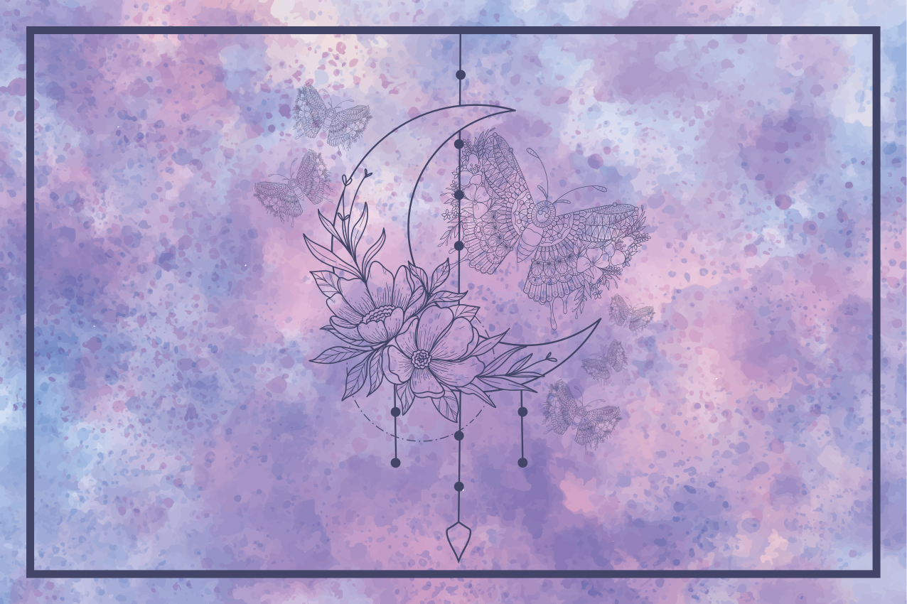 Individual para mesa original diseño floral lunar - TenVinilo