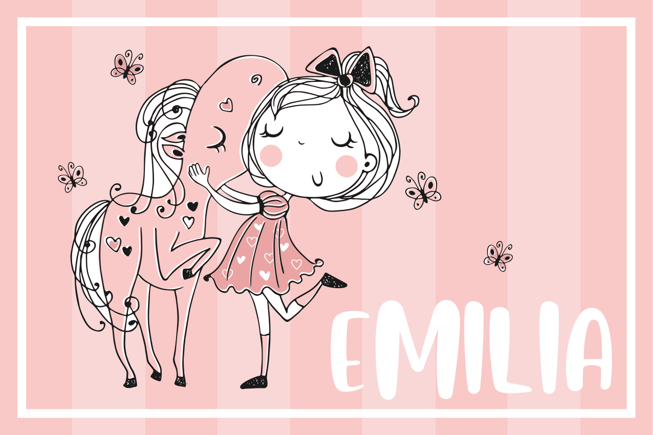 Individual para mesa infantil niña encantadora caballo - TenVinilo