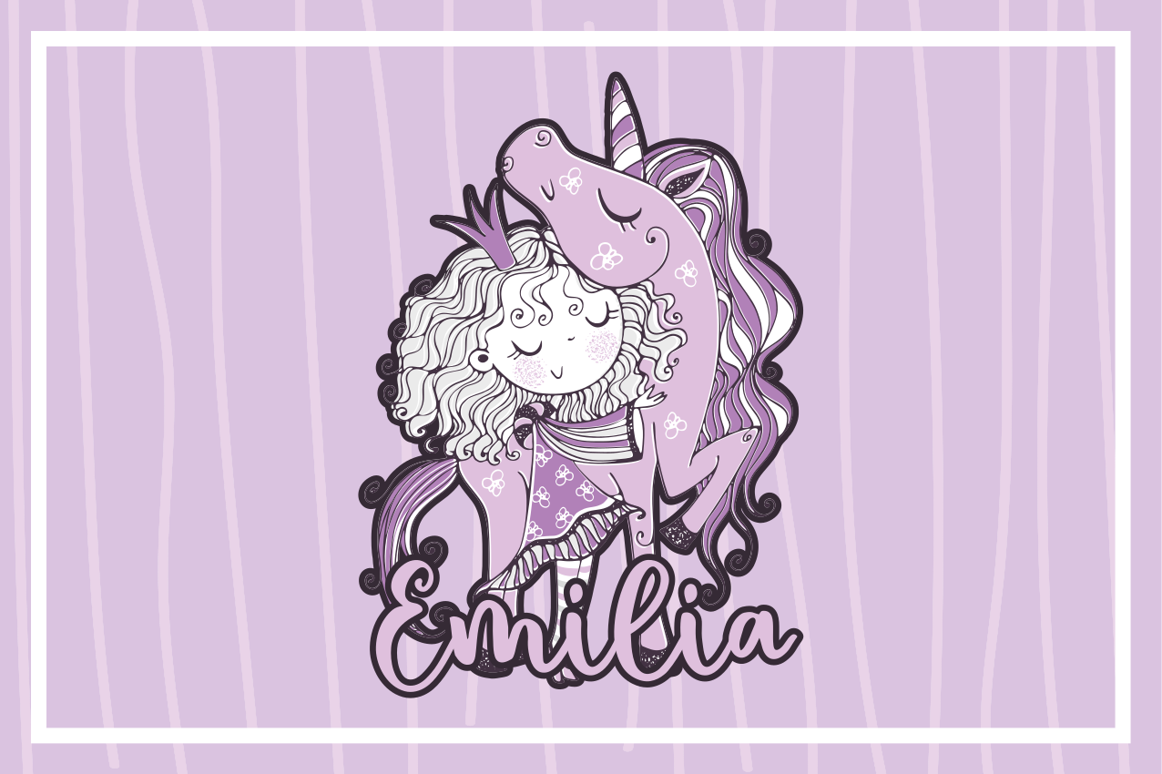 Individual para mesa infantil abrazo de unicornio - TenVinilo