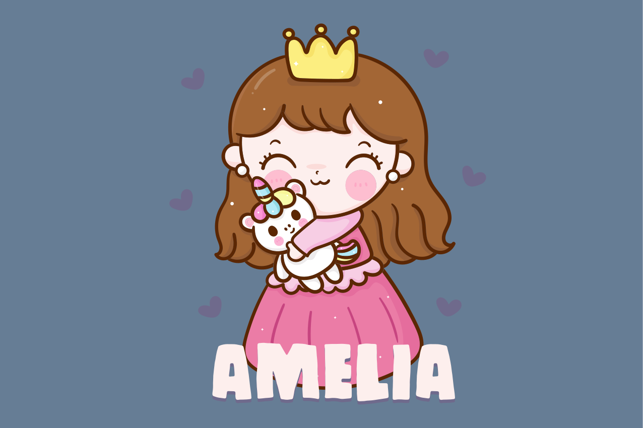 Individual para mesa infantil princesa linda con unicornio - TenVinilo