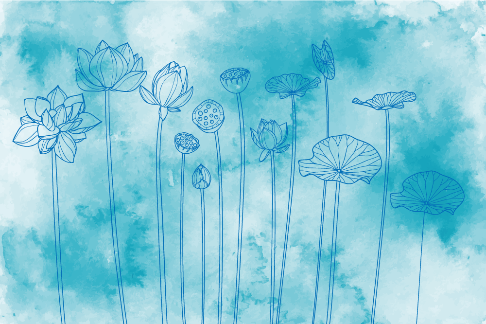 Individual para mesa patrón flores de loto - TenVinilo