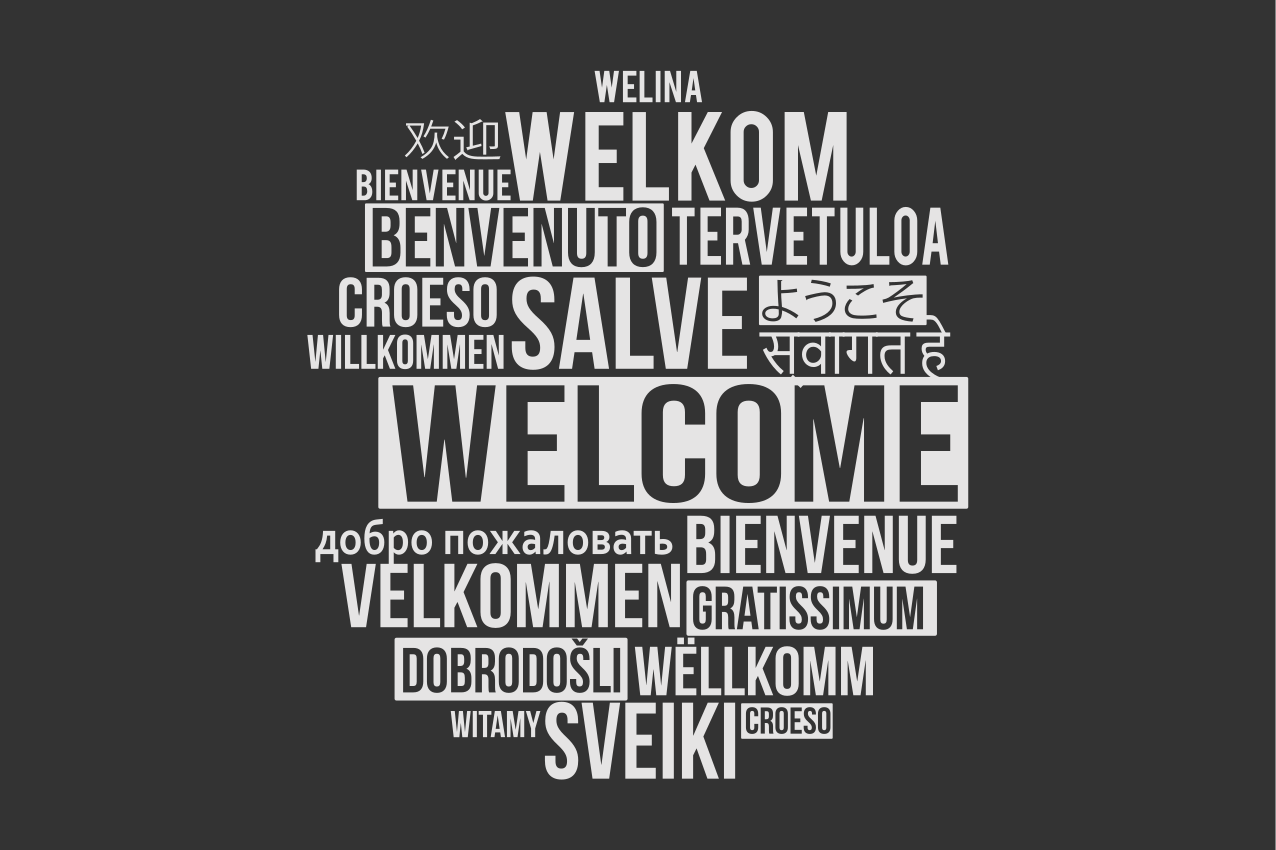 Individual para mesa frases diseño multilingüe bienvenido - TenVinilo