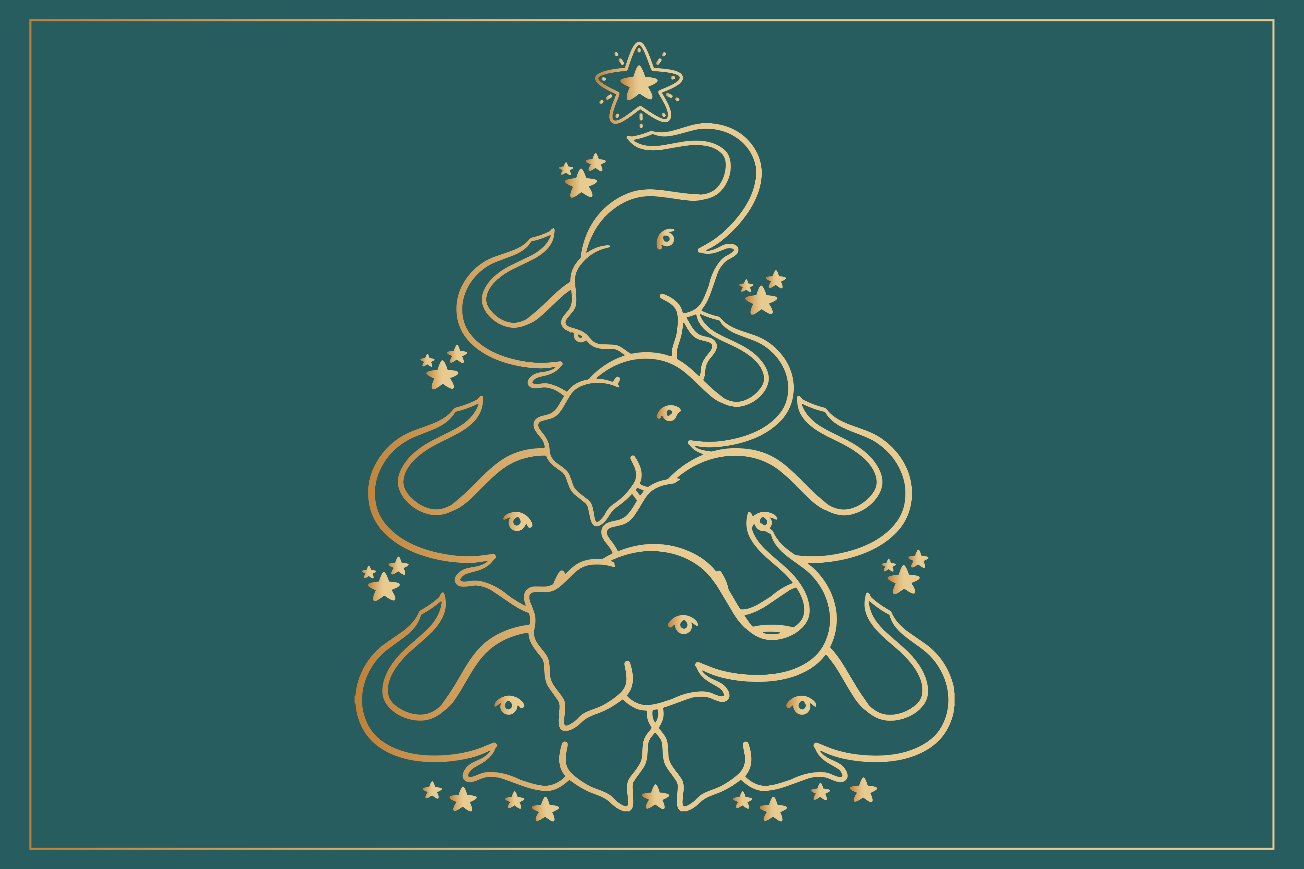 Individual para mesa navideño elefante elegante Árbol - TenVinilo