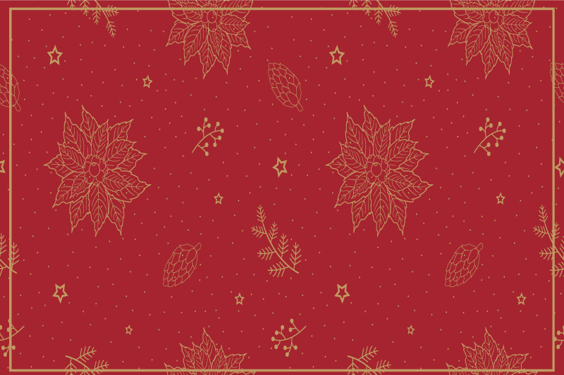 Individual para mesa navideño patrón floral festivo - TenVinilo