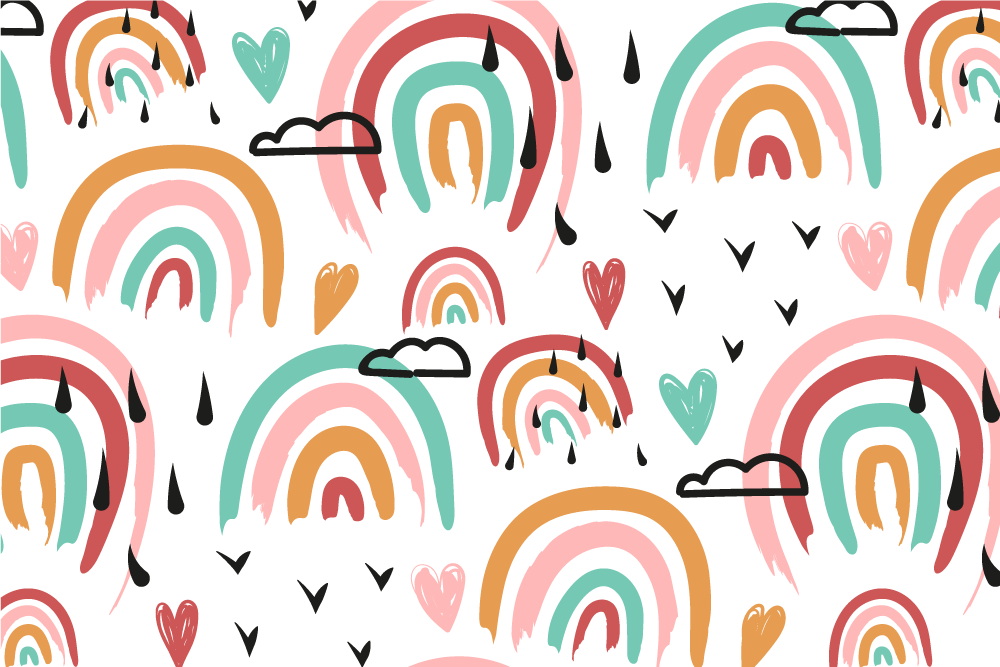 Individual para mesa infantil patrón de corazones arcoíris - TenVinilo