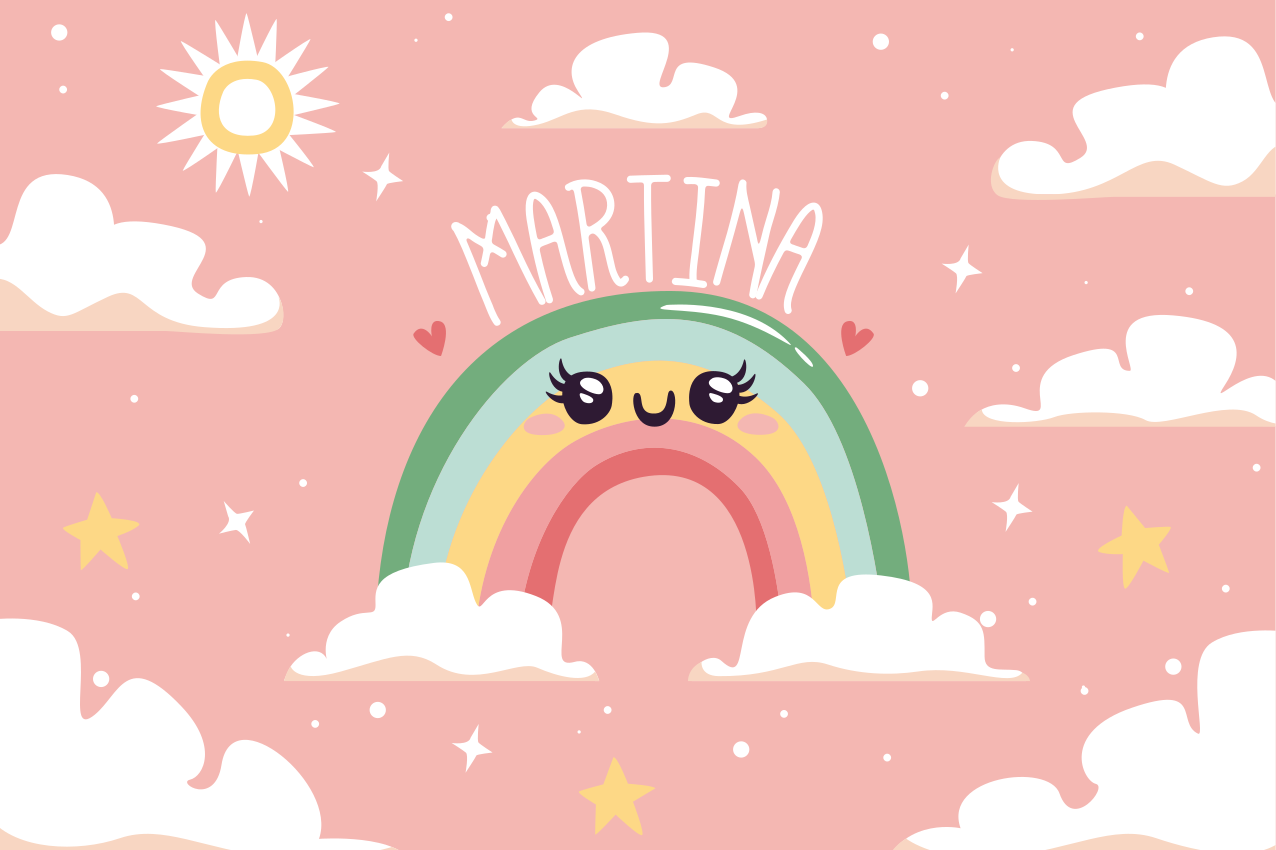 Mantel individual personalizable Bonito arcoiris con nubes con no - TenVinilo