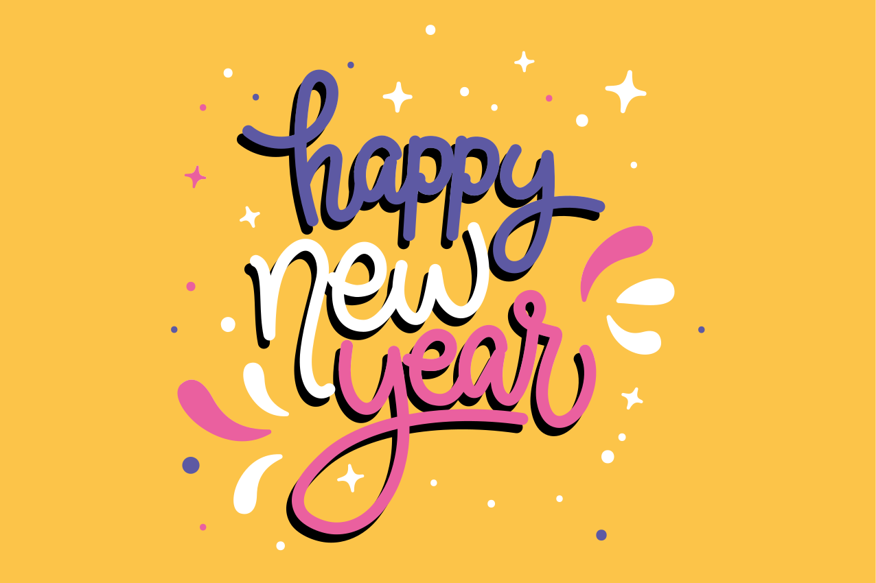 Individual para mesa navideño tipografía feliz año nuevo - TenVinilo