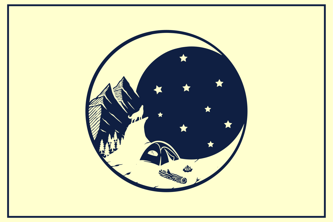 Individual para mesa original escena de camping en montaña - TenVinilo