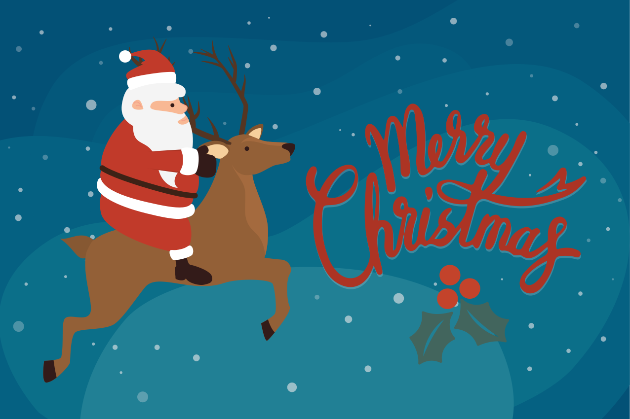 Individual para mesa navideño santa montando reno - TenVinilo