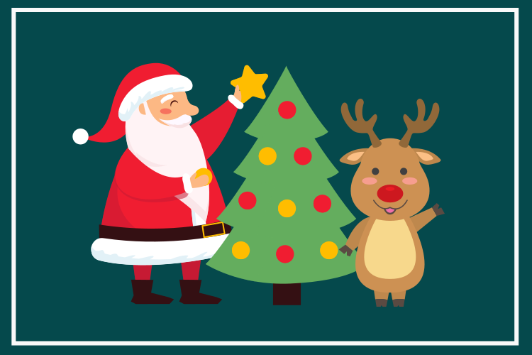 Individual para mesa navideño santa y reno - TenVinilo