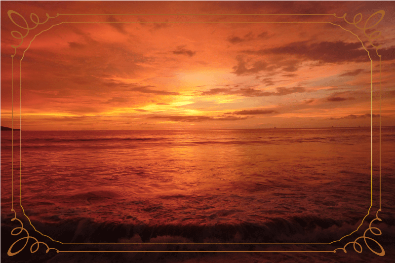 Individual mesa moderno vista al mar crepuscular - TenVinilo