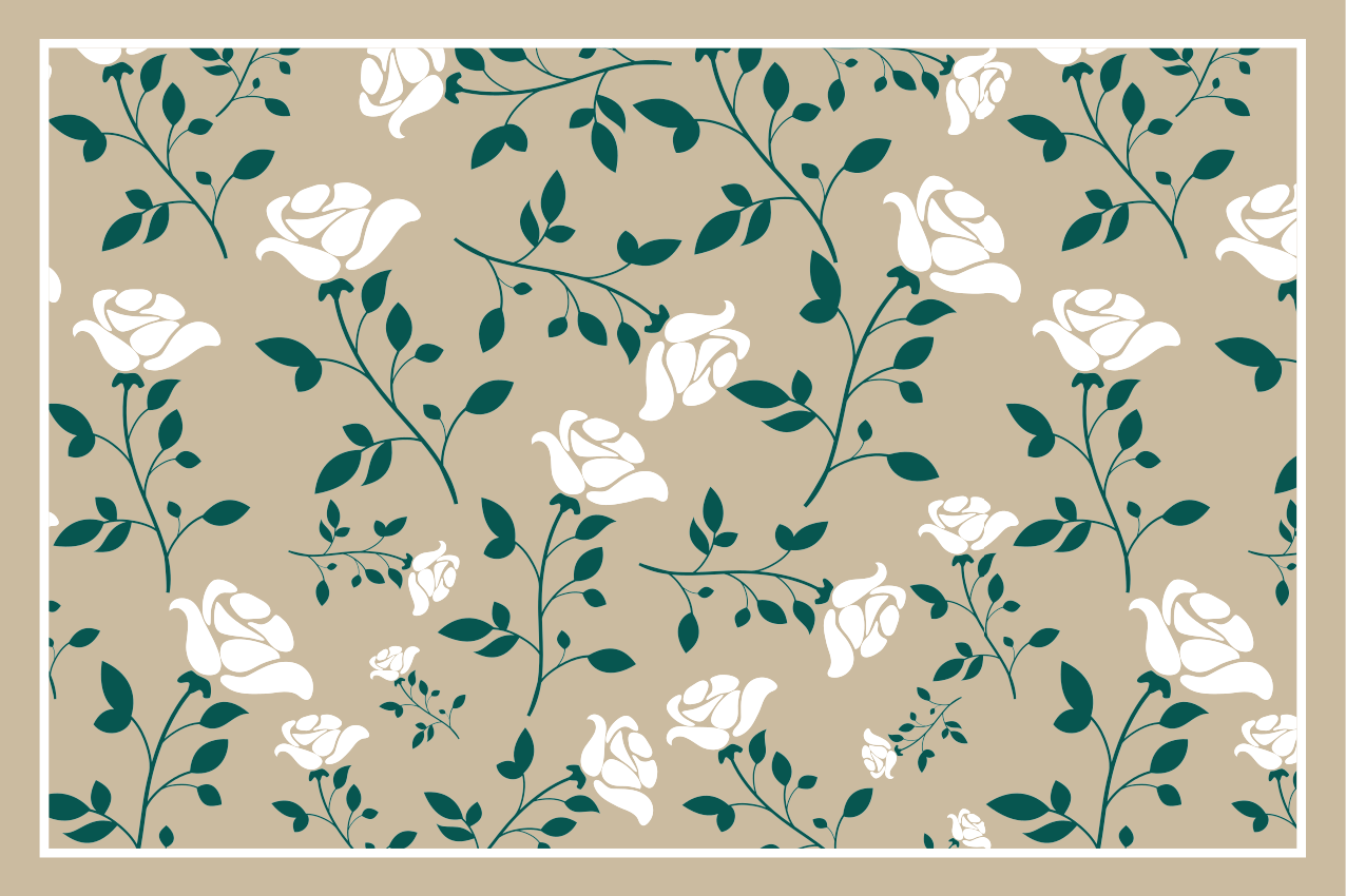 Individual para mesa patrón verde floral - TenVinilo