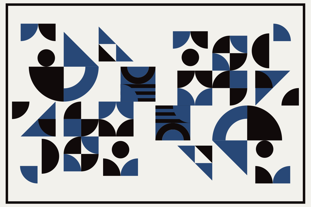 Individual mesa moderno patrones geométricos azules - TenVinilo