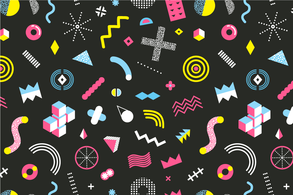 Manteles individuales con patrón de colores geométricos memphis - TenVinilo