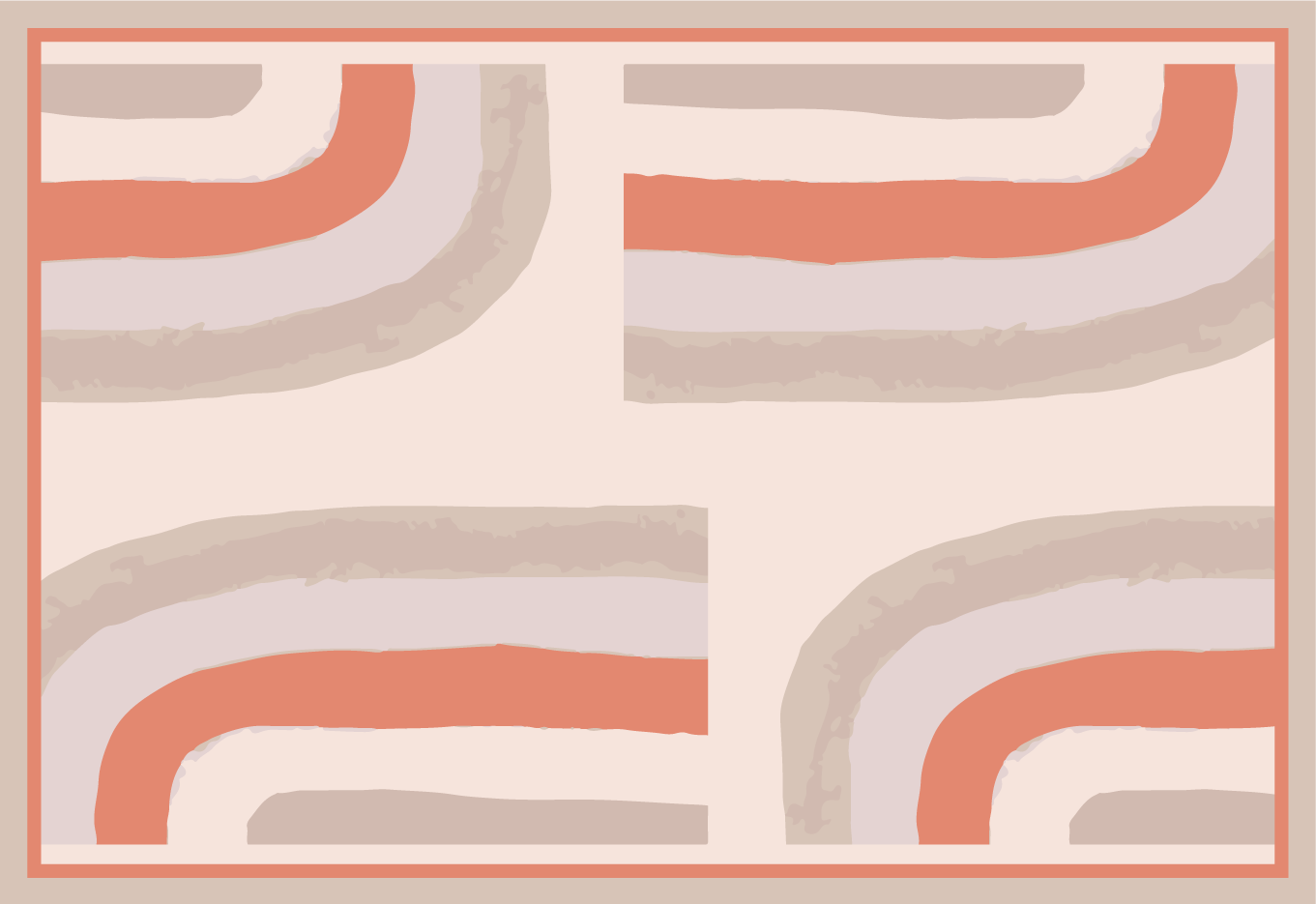 Individual mesa moderno patrones curvos coloridos - TenVinilo