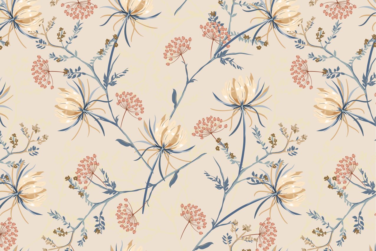 Individual para mesa patrón acentos florales - TenVinilo