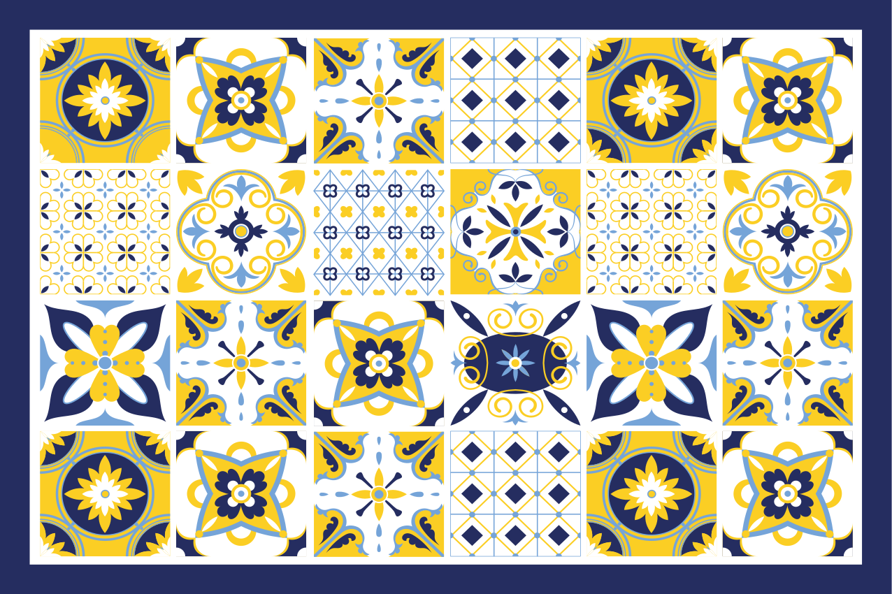 Individual para mesa patrón azulejos coloridos - TenVinilo