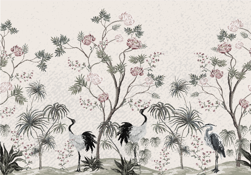 Individual para mesa infantil grullas entre flores - TenVinilo