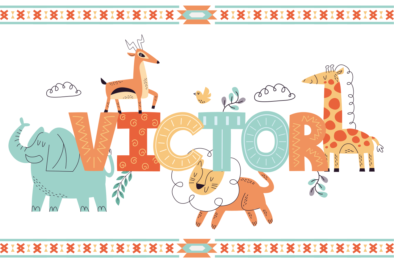 Individual para mesa infantil arte de nombre animal - TenVinilo