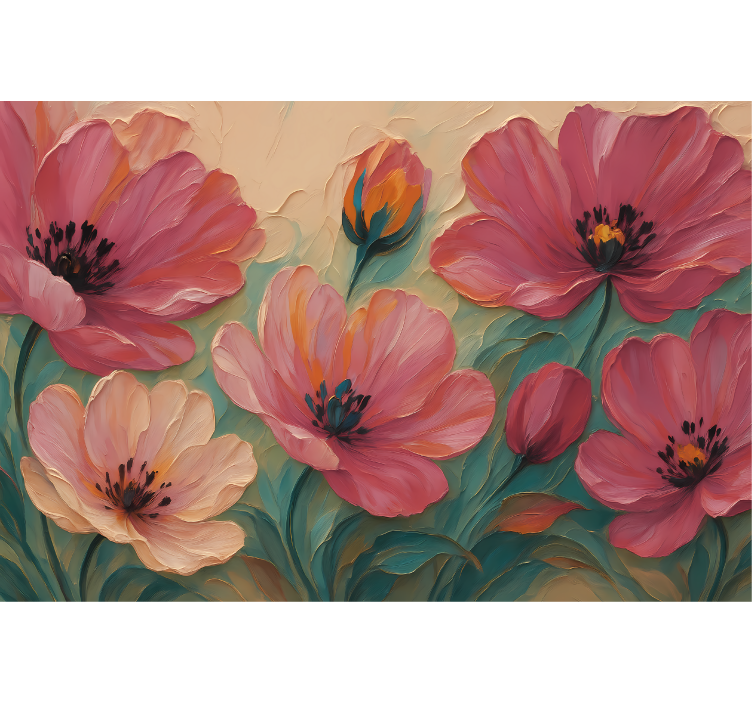 Mural baño arte de flores pintadas - TenVinilo