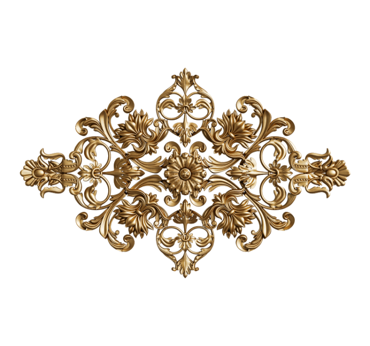 Mural arte clásico con motivo floral ornamentado - TenVinilo