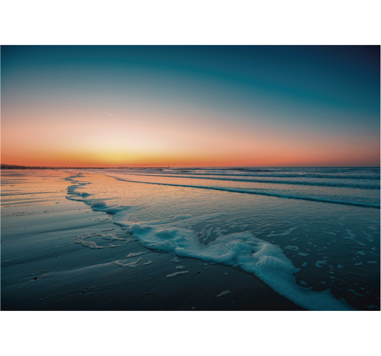 Mural de naturaleza olas del océano al atardecer - TenVinilo