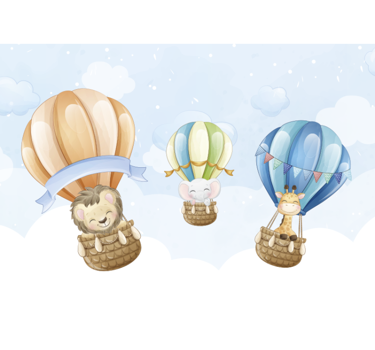 Mural para salón Globos lindos animales - TenVinilo