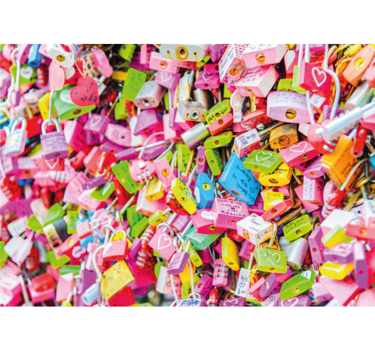 Mural de amor cerraduras de colores - TenVinilo