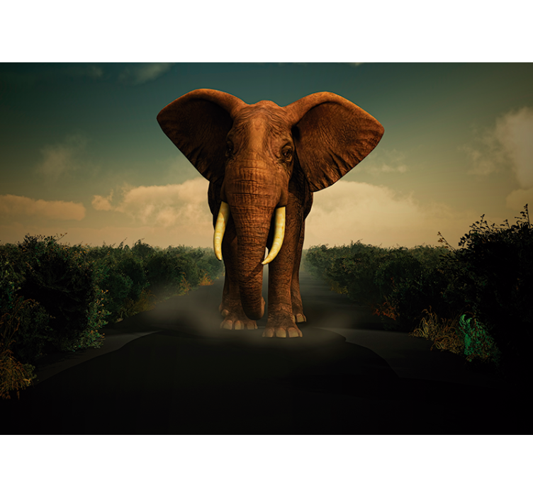 Fotomural animale Elefante en la carretera - TenVinilo