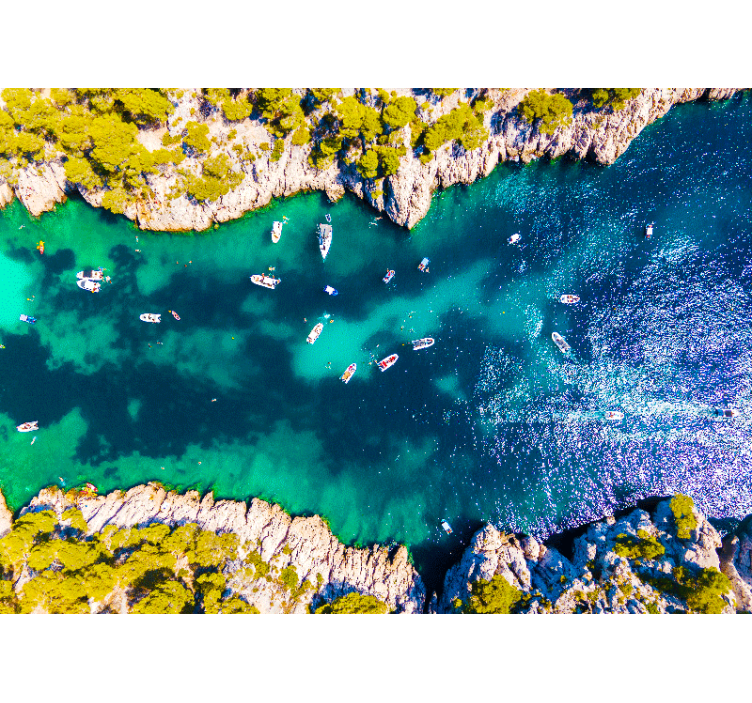 Mural de paisajes vista aérea de la costa - TenVinilo